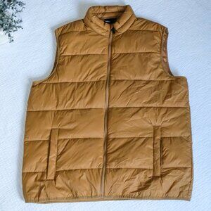 SwissTech Men's Puffer Vest XL Tan Quilted Lightweight Zip Outdoor Jacket